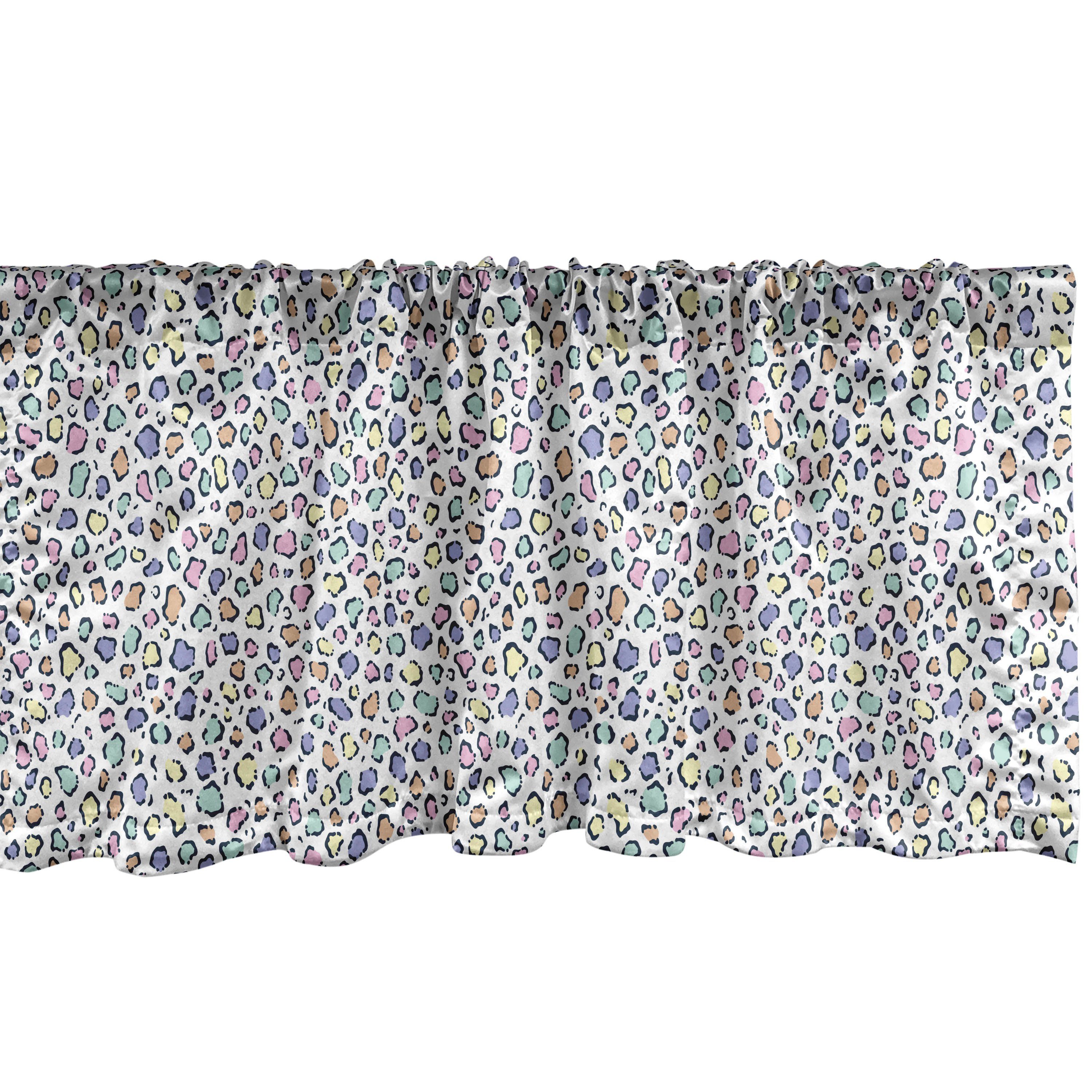 Scheibengardine Vorhang Volant für Küche Schlafzimmer Dekor mit Stangentasche, Abakuhaus, Microfaser, Leopard-Druck Moderne Tierhaut
