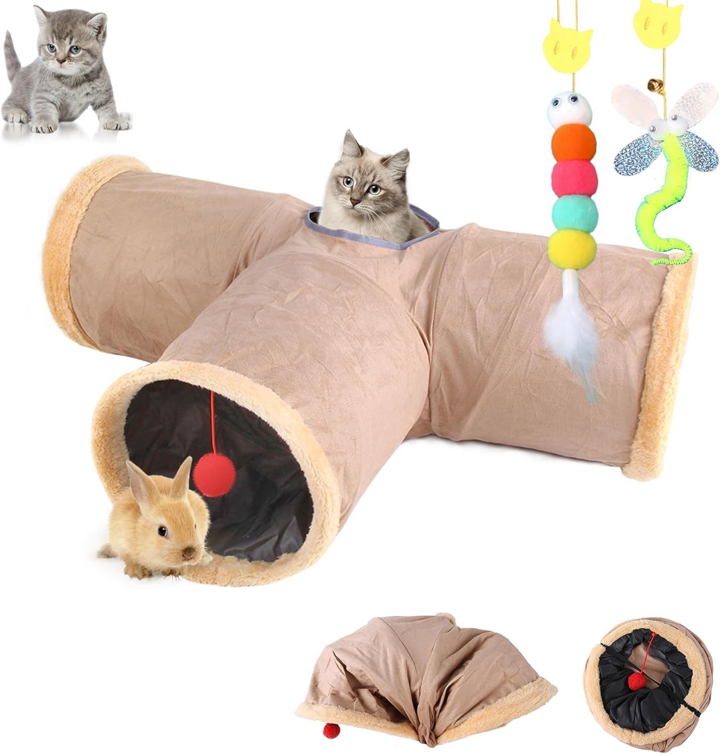 Happy Home Tier-Beschäftigungsspielzeug Faltbarer katzentunnel mit weichem günstig online kaufen