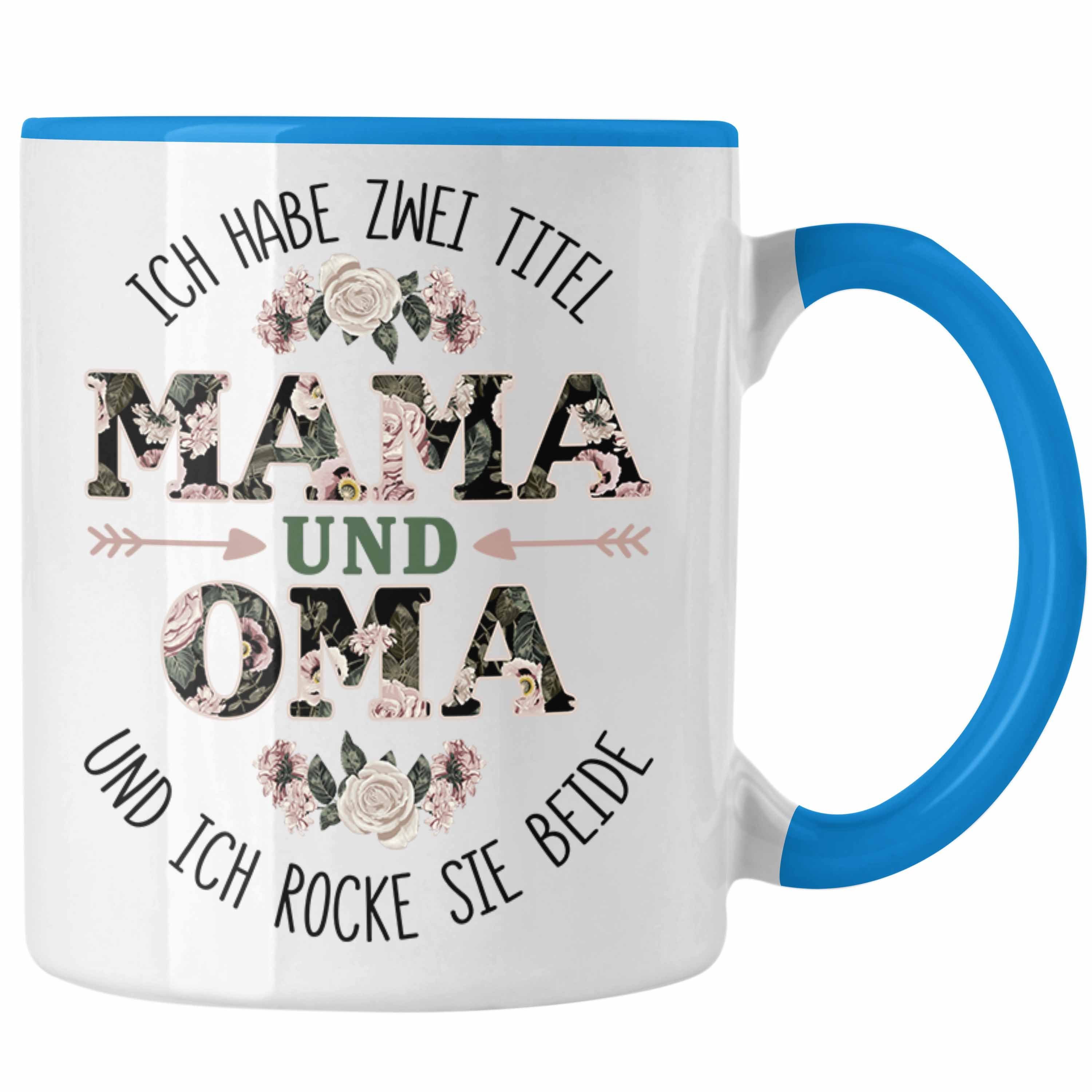 Trendation Tasse Trendation - Mama und Oma Tasse Geschenk für Oma Weihnachten Geburtstag Lustige Tasse Beste Oma Blau