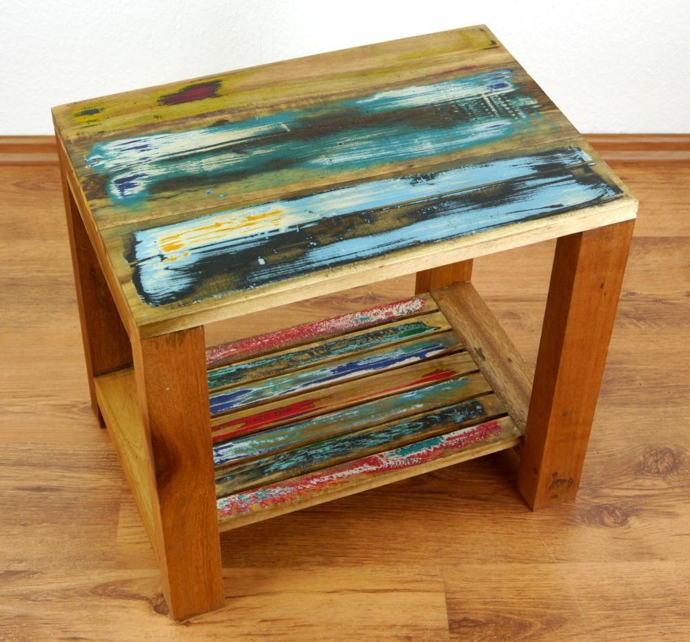 livasia Beistelltisch livasia Beistelltisch/Nachttisch Java, recyceltes Teakholz 30x50x47cm