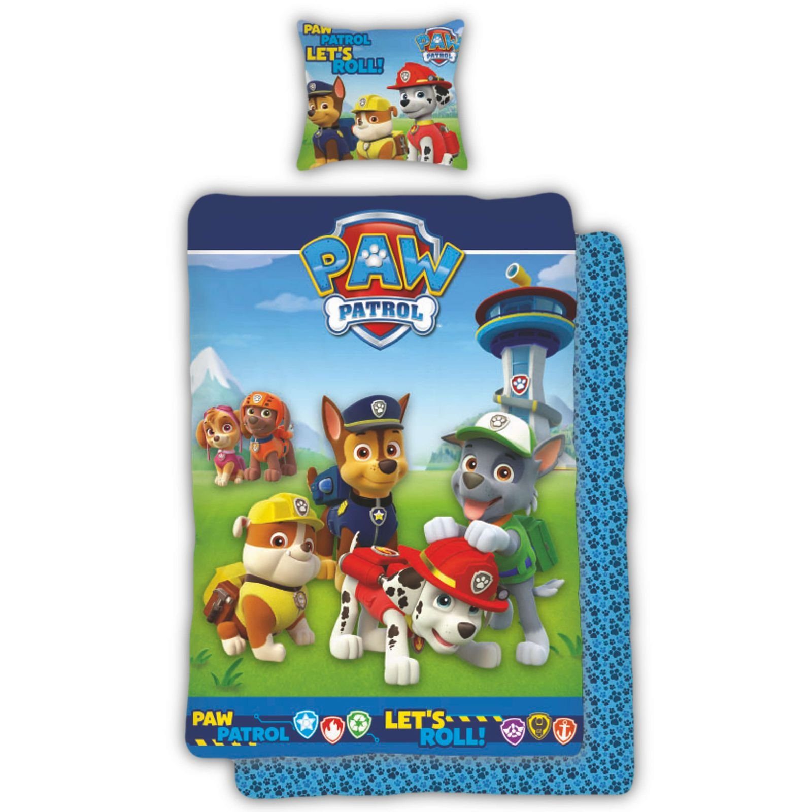 SkyBrands Kinderbettwäsche Helfer auf vier Pfoten, Renforcé, 2 teilig, Chase, Marshall, Rocky, Zuma, Rubble, Skye