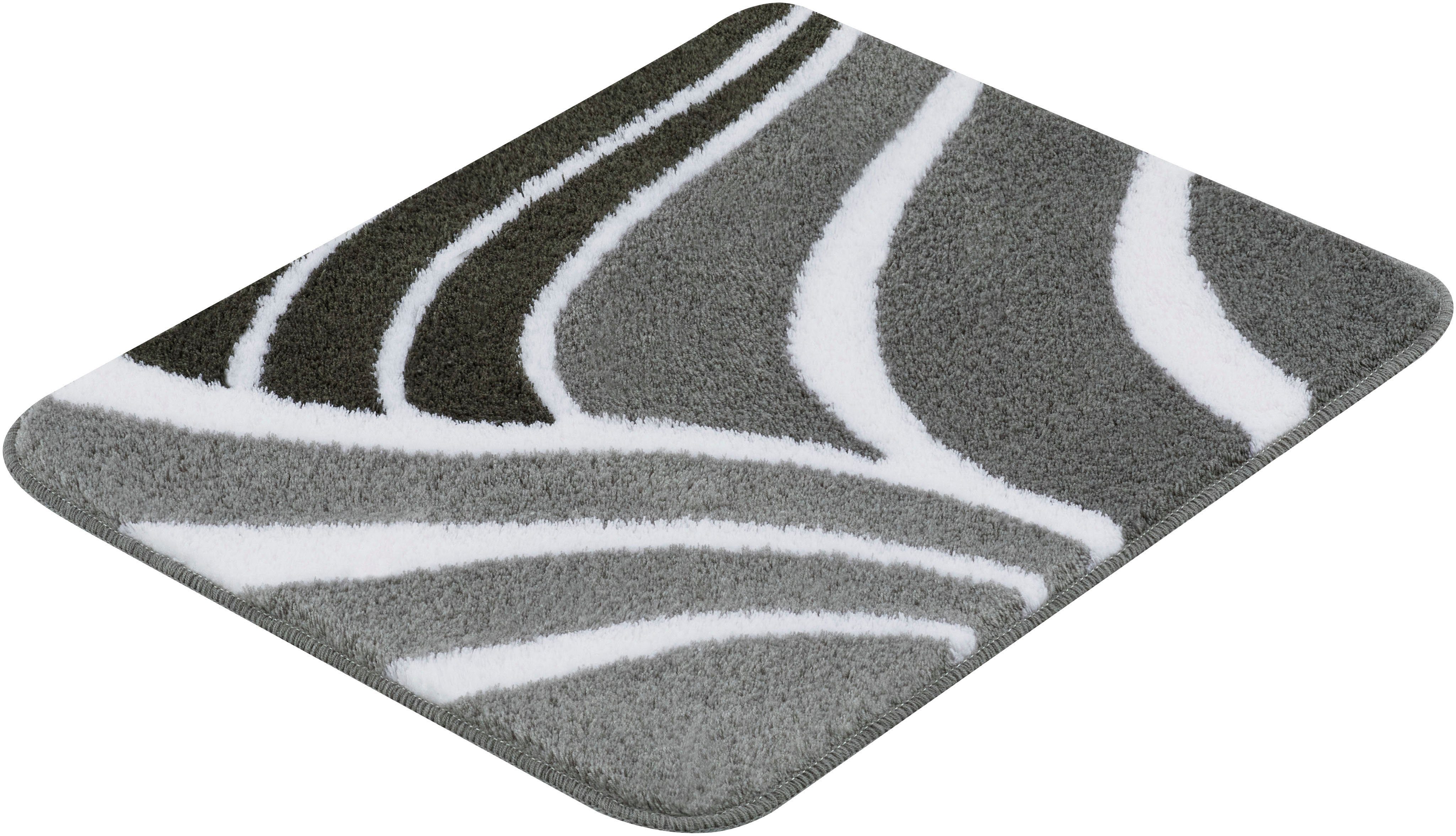 Kleine Wolke Badematte Flame, Badvorleger, Badezimmer Teppich, Höhe 15 mm, rutschhemmend beschichtet, fußbodenheizungsgeeignet, Polyacryl, rechteckig, Badteppich, modernes Wellen Design