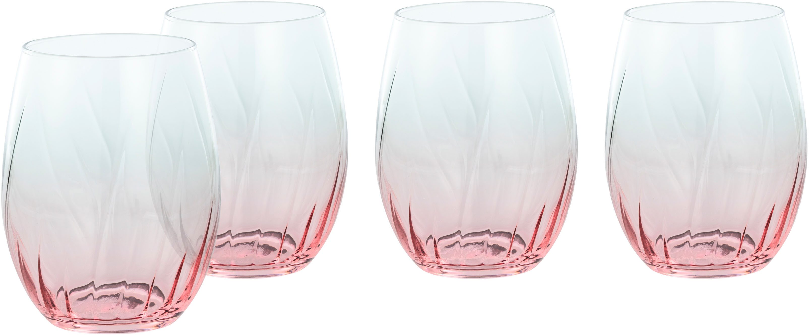 CreaTable Longdrinkglas Swirly Spring, Longdrinkgläser-Set, 4-tlg., 4-tlg., Glas, Rillen Relief, Modern, Sommerlich, Leicht
