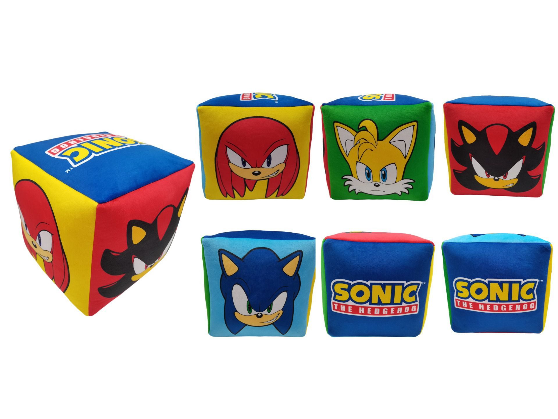 Sonic The Hedgehog Dekokissen Würfelkissen Weiches Polyester-Kuschelkissen 25x25x25 cm
