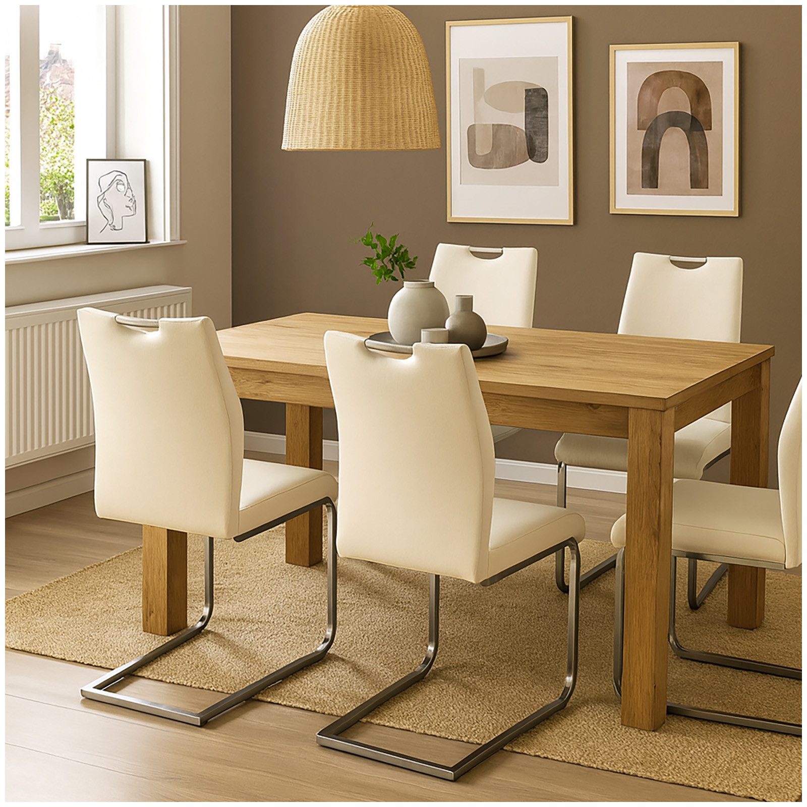 HTI-Living Esszimmerstuhl Esszimmerstuhl 4er Set Cremeweiß Nelly (Set, 4 St), Schwingstuhl Wartezimmerstuhl