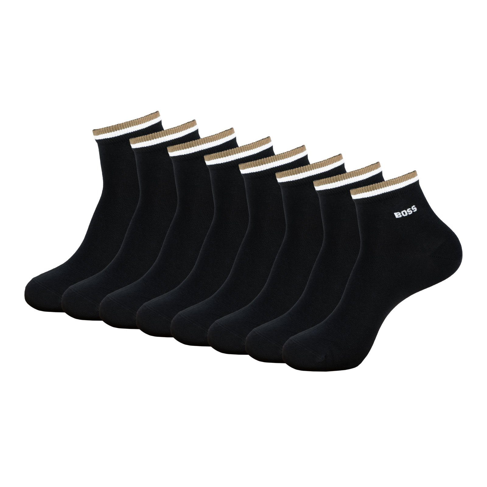 BOSS Kurzsocken SH Socks Stripe CC (4-Paar) mit BOSS Logo am Bund