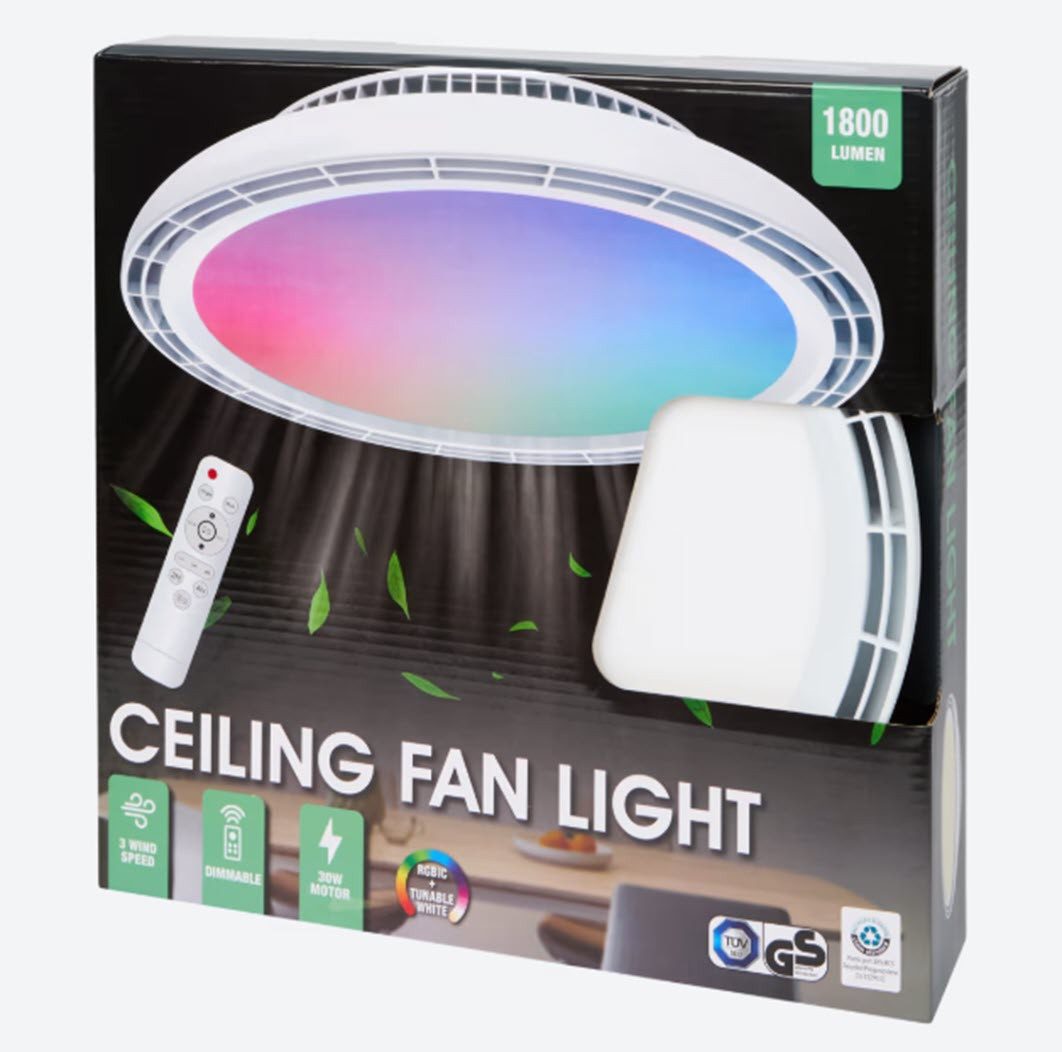 Spectrum Deckenventilator Deckenleuchte Ventilator 45 cm Ceiling Fan Light