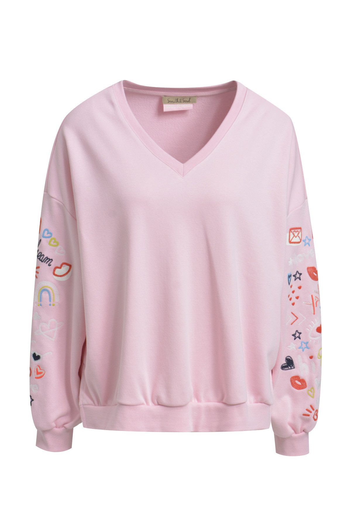 Smith & Soul Sweatshirt mit V-Ausschnitt, Oversize, bestickt günstig online kaufen