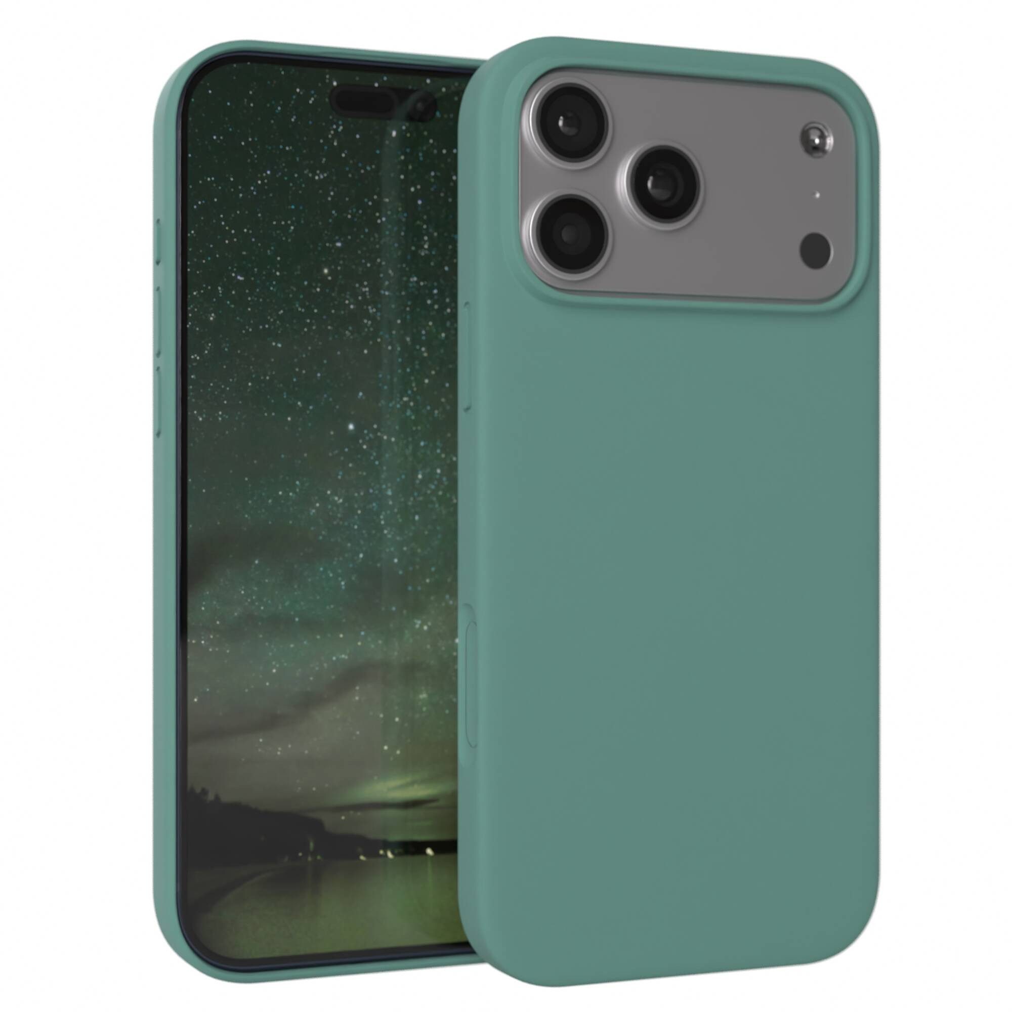 EAZY CASE Handyhülle für Apple iPhone 17 Pro Max Hülle Silikon 6,9 Zoll, Schutzhülle mit Kameraschutz Back Cover Bumper Case Case Dunkelgrün