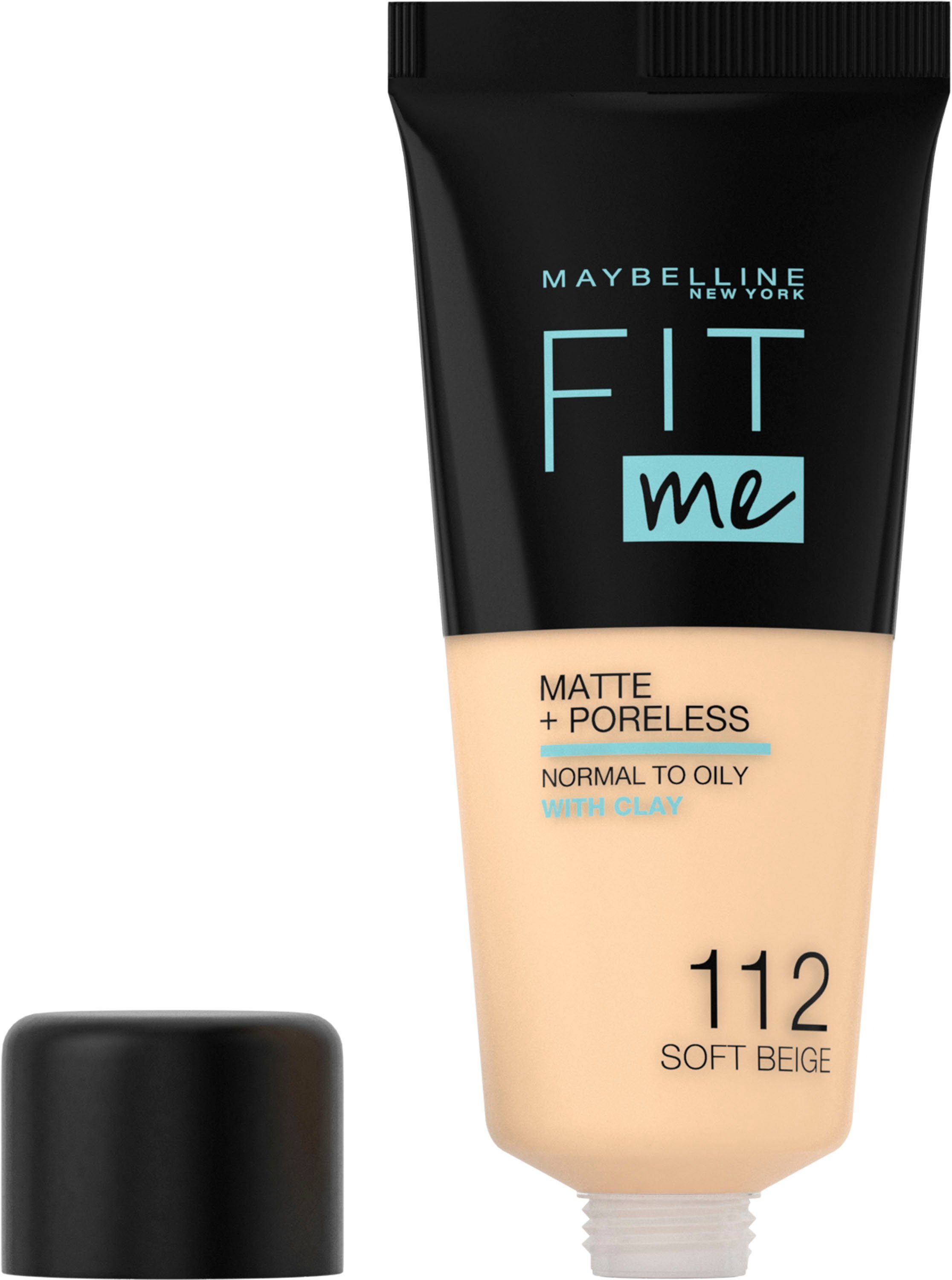 MAYBELLINE NEW YORK Foundation FIT ME! MATTE + PORELESS MAKE-UP, für einen natürlich mattierten Teint, leichte bis mittlere Deckkraft