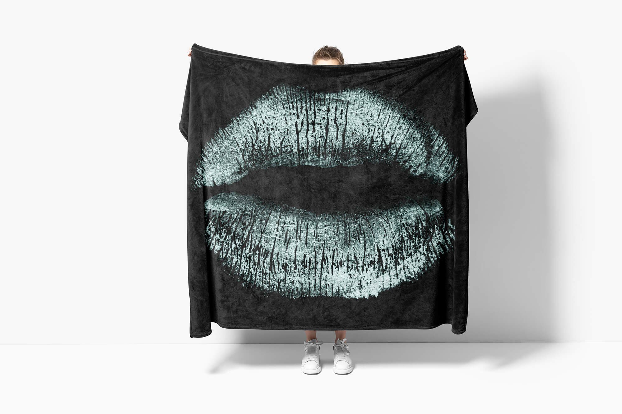 Art Baumwolle-Polyester-Mix Saunatuch Fotomotiv Handtuch Schwarz Weiß Strandhandtuch mit Sinus Kuscheldecke Handtücher Handtuch Fraue, (1-St),