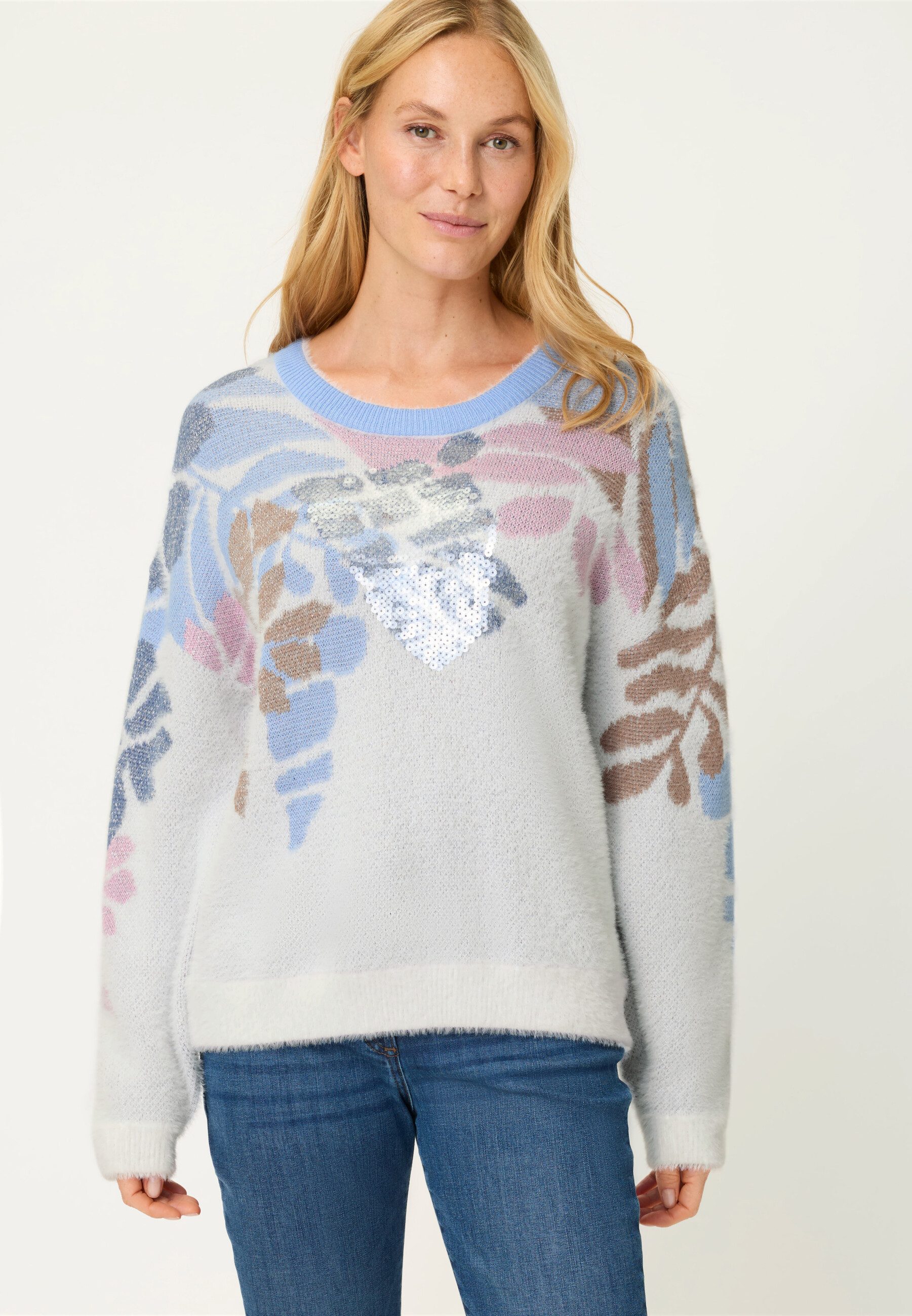 Olsen Strickpullover mit platziertem Dessin
