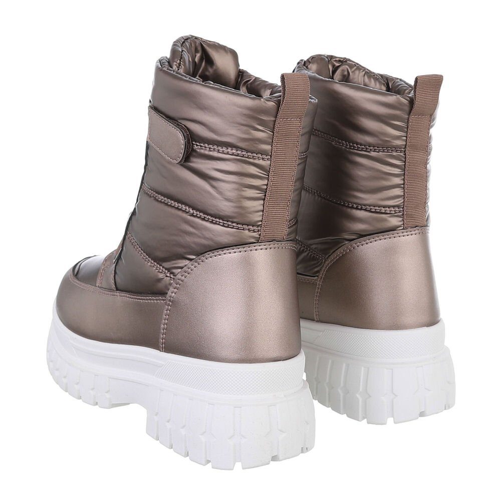 Ital-Design Damen Snowboots Freizeit Snowboots Blockabsatz Plateaustiefeletten in Bronze
