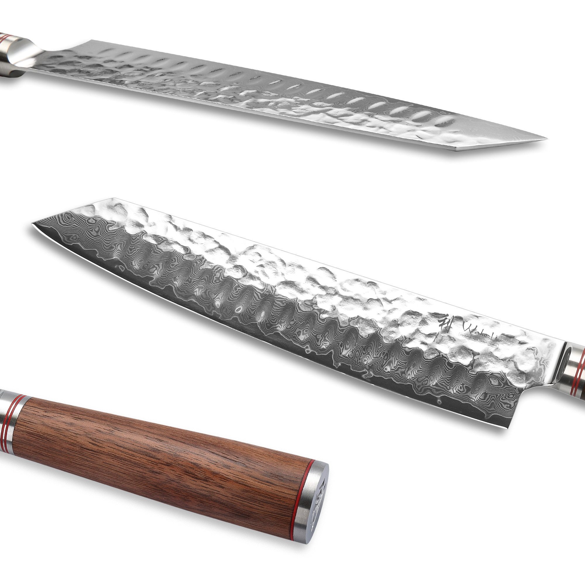 Wakoli Damastmesser Nussbaum Damast Kiritsuke I Kochmesser Küchenmesser I 20cm Klinge, Damaststahl, VG10 Kern