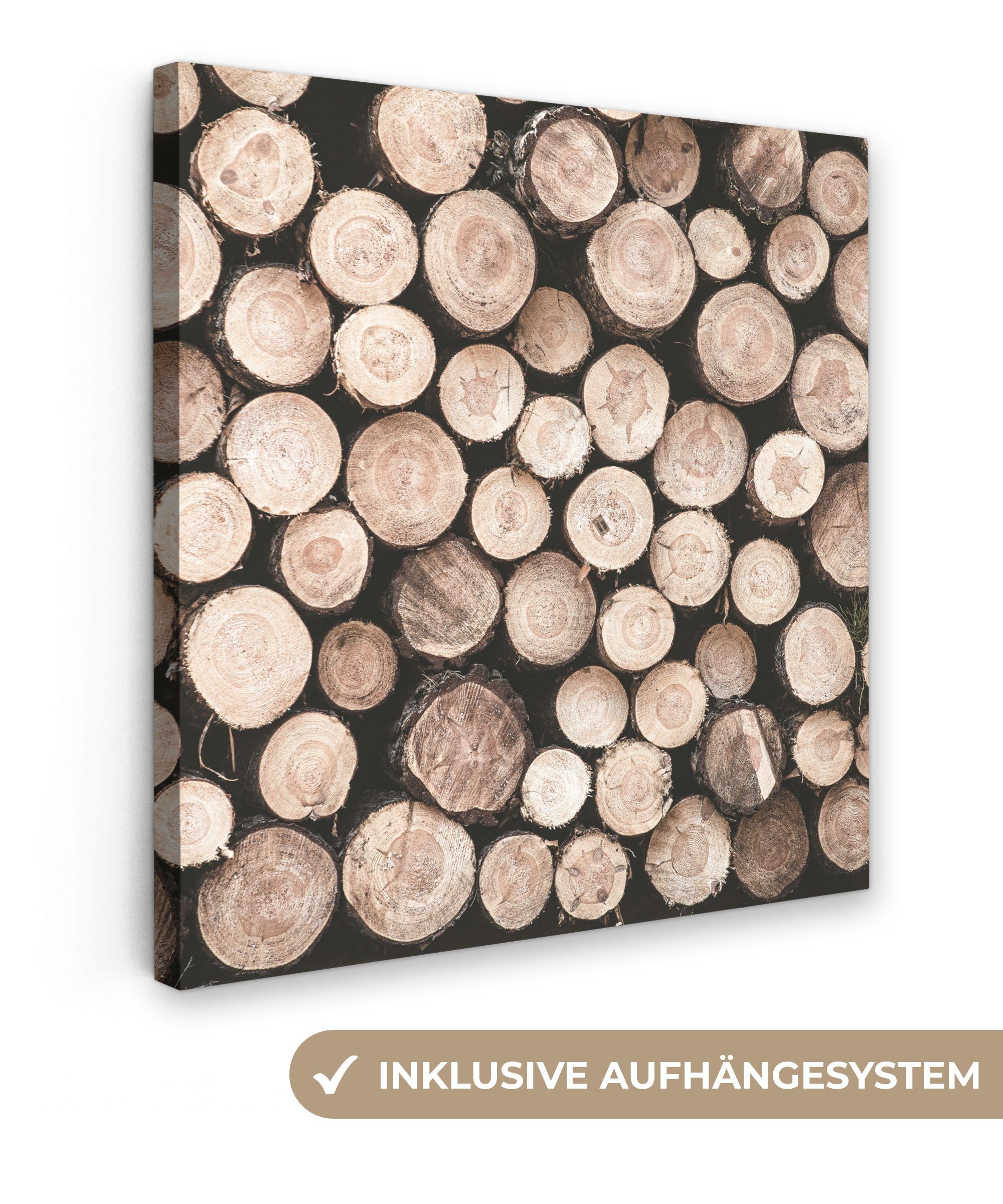 OneMillionCanvasses® Leinwandbild Baumstämme - Winter - Natur, (1 St), Leinwand Bilder für Wohnzimmer Schlafzimmer, 20x20 cm