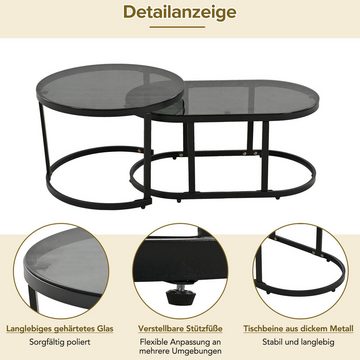 Merax Gartenlounge-Set für 5 Personen mit verzinkten Eisenrahmen mit Glastischplatte, (5-tlg., 1 3-Sitzer-Sofa, 2 Sessel, 2 Couchtische), Gartenmöbel Set Seil Lounge Set, Balkonmöbel, Sitzgruppe