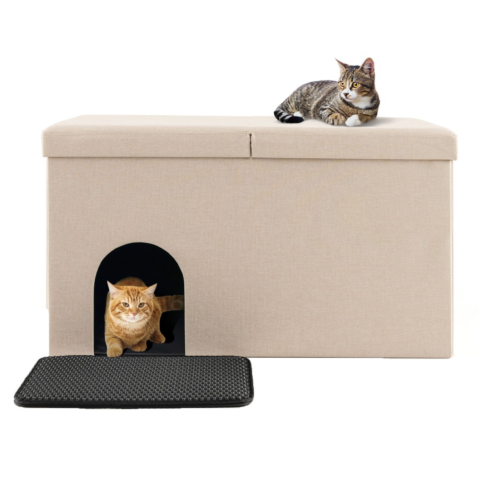 COSTWAY Indoorhütte Katzenhöhle, faltbar mit Deckel, 2-lagige günstig online kaufen