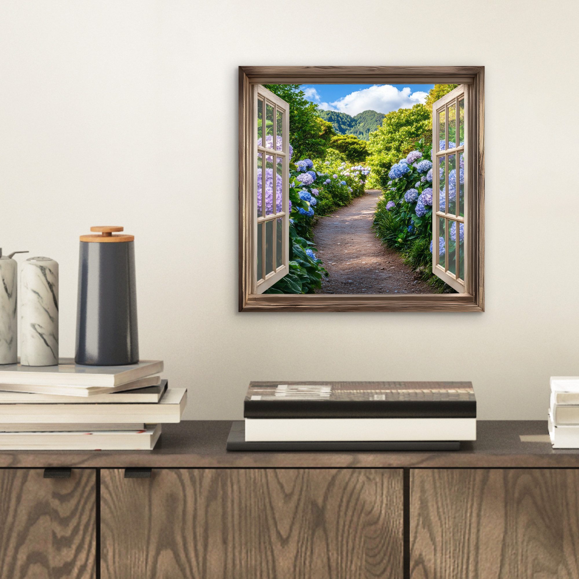 MuchoWow Metallbild Durchblick - Hortensie - günstig online kaufen