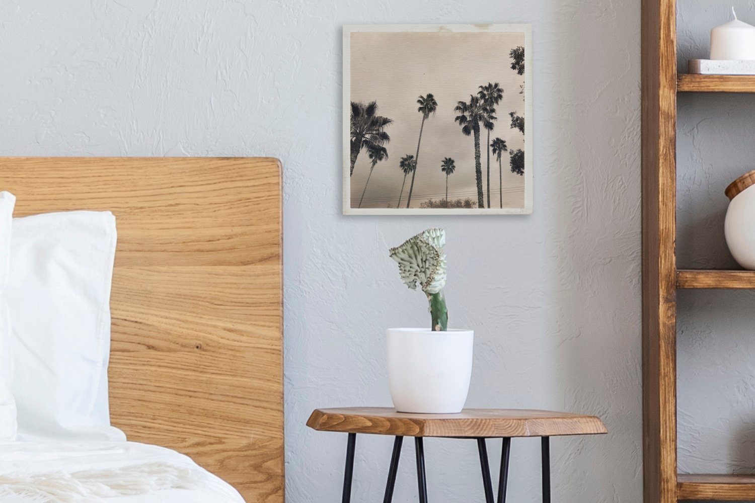 Sepia, - Vintage St), - Leinwand Wohnzimmer OneMillionCanvasses® für Palme (1 Leinwandbild Schlafzimmer Bilder
