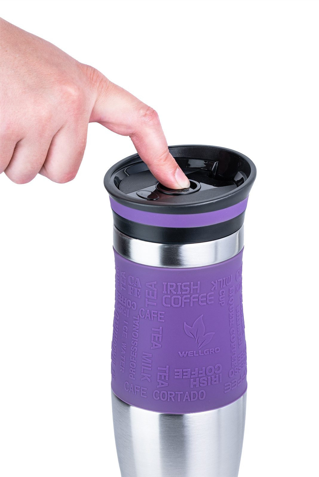 Wellgro Thermobecher Thermobecher 400 ml inklusive 1 Extradeckel