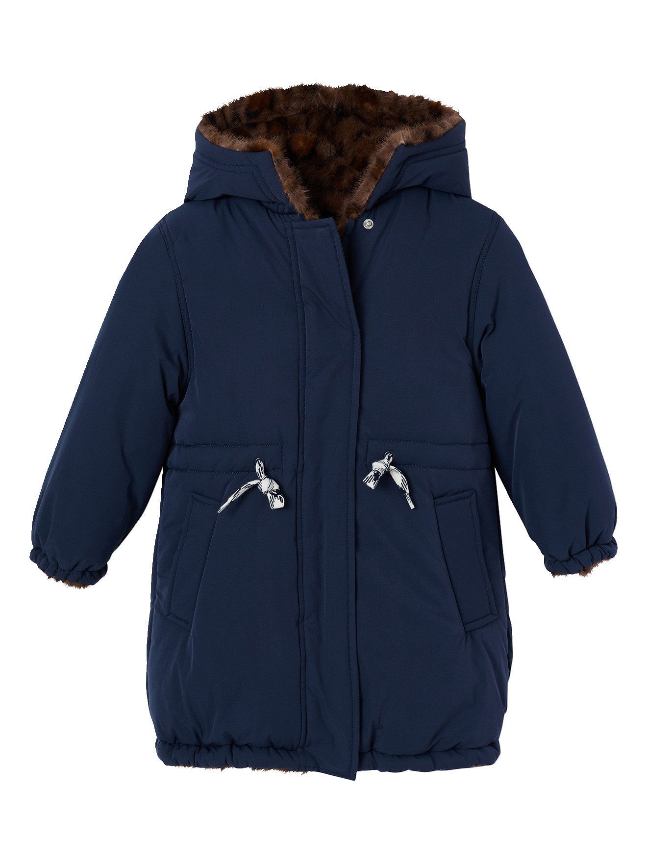 vertbaudet Parka Winterparka wendbar Mädchen, Kunstfelljacke