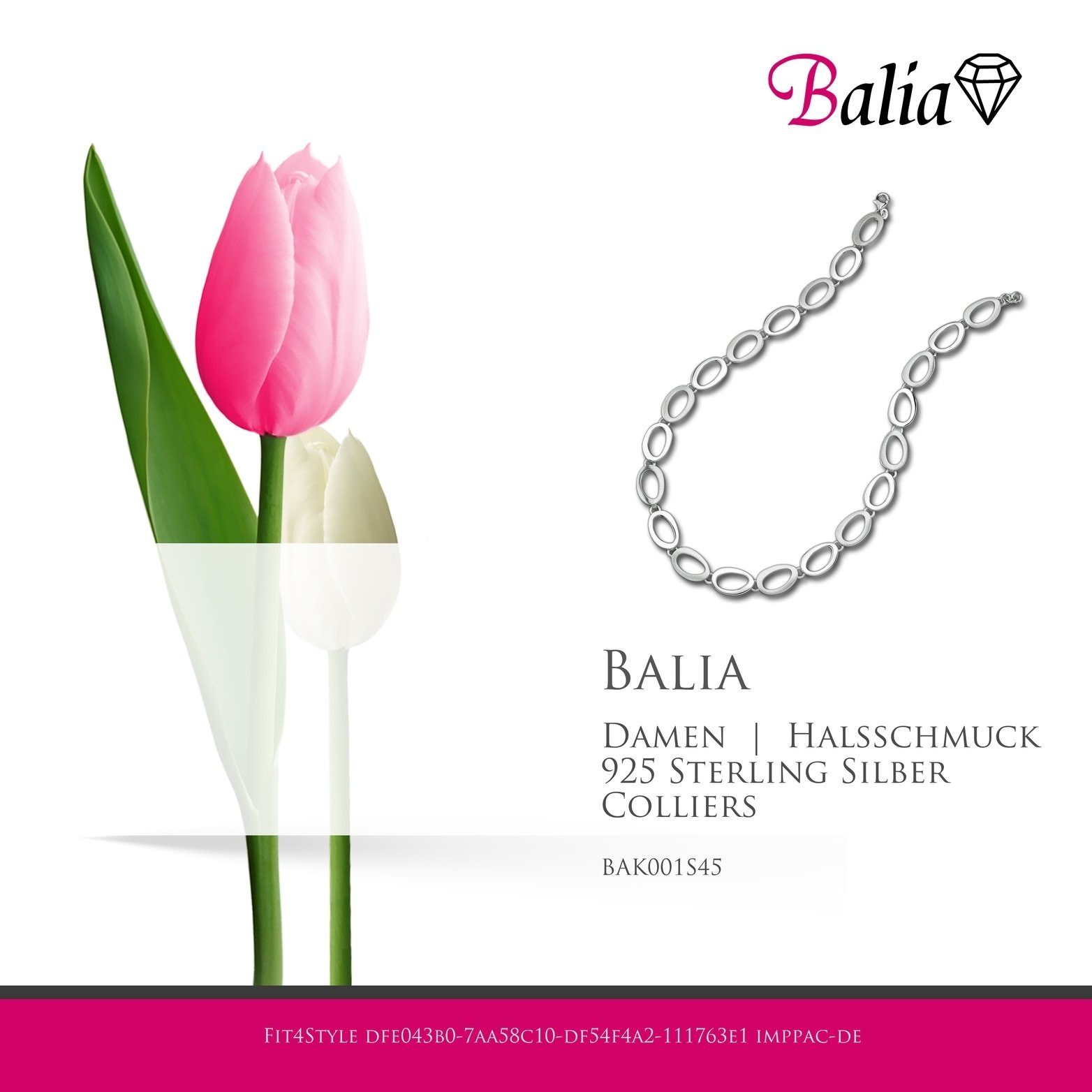 Balia Collier Balia Collier für Colliers, Sterling Silber(Oval) 925 Damen mattiert Halsketten Damen ca. (Collier), 45cm