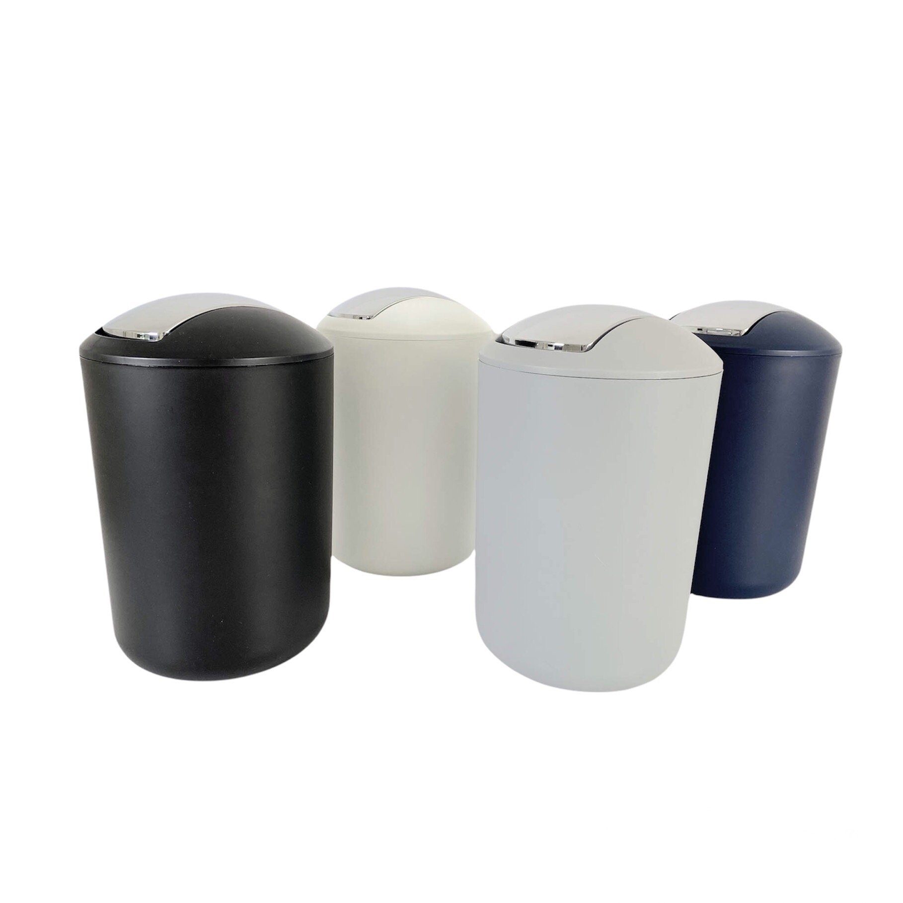 Basera® Kosmetikeimer mit Schwingdeckel, Badmülleimer bruchsicher Grau 6,5 Liter