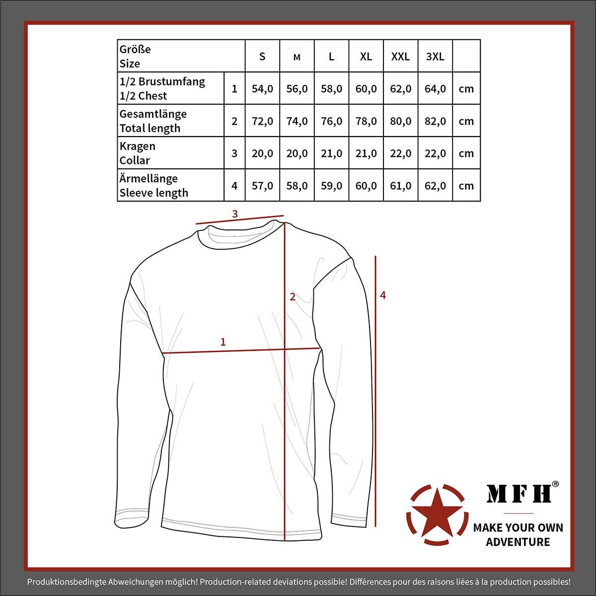 MFH Langarmshirt US Shirt langarm mit Ärmeltaschen Klettflauschpatches – Bild 4 von 4