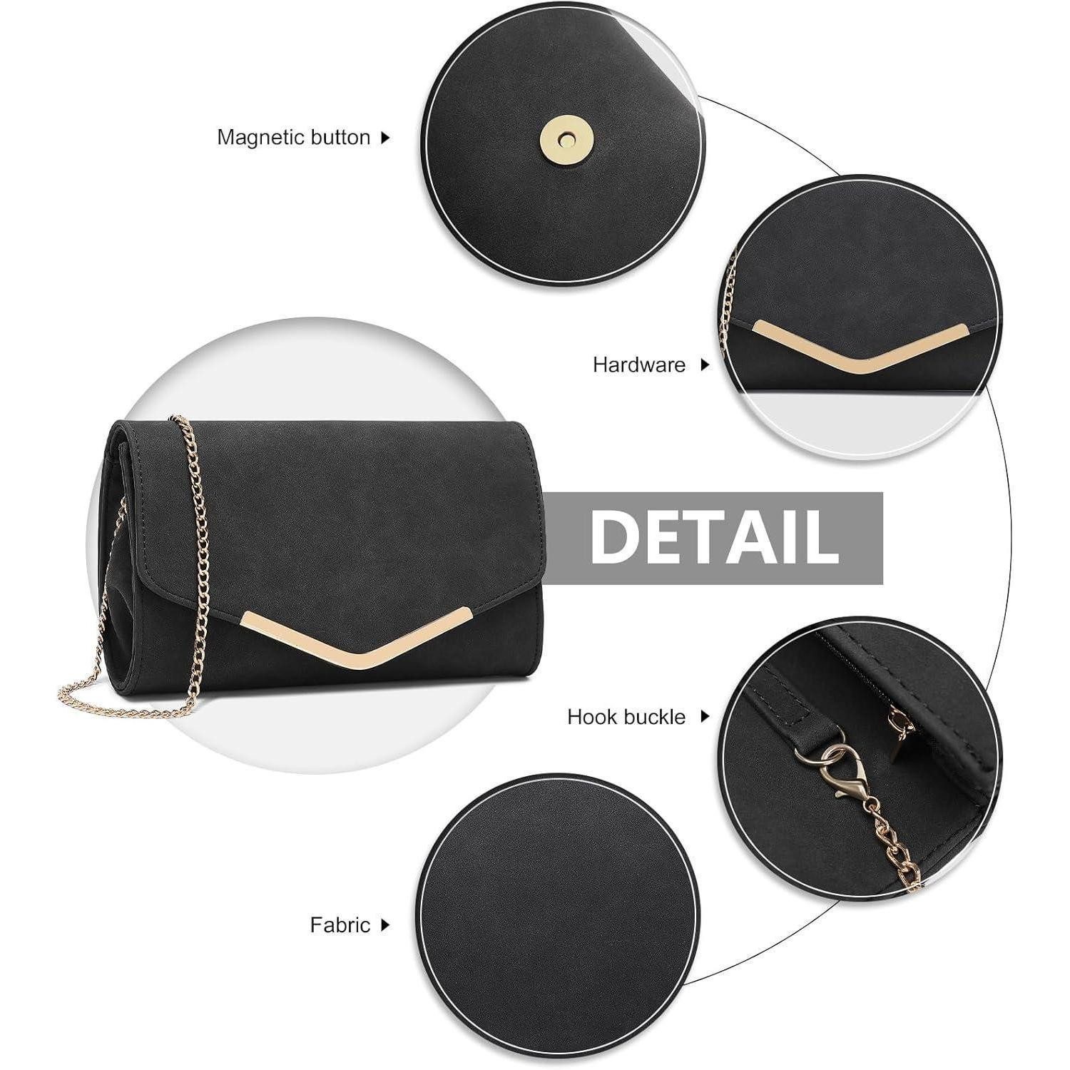 LuxusKollektion Clutch Damen Clutch Abendtasche Schwarz PU Leder Umhängetasche