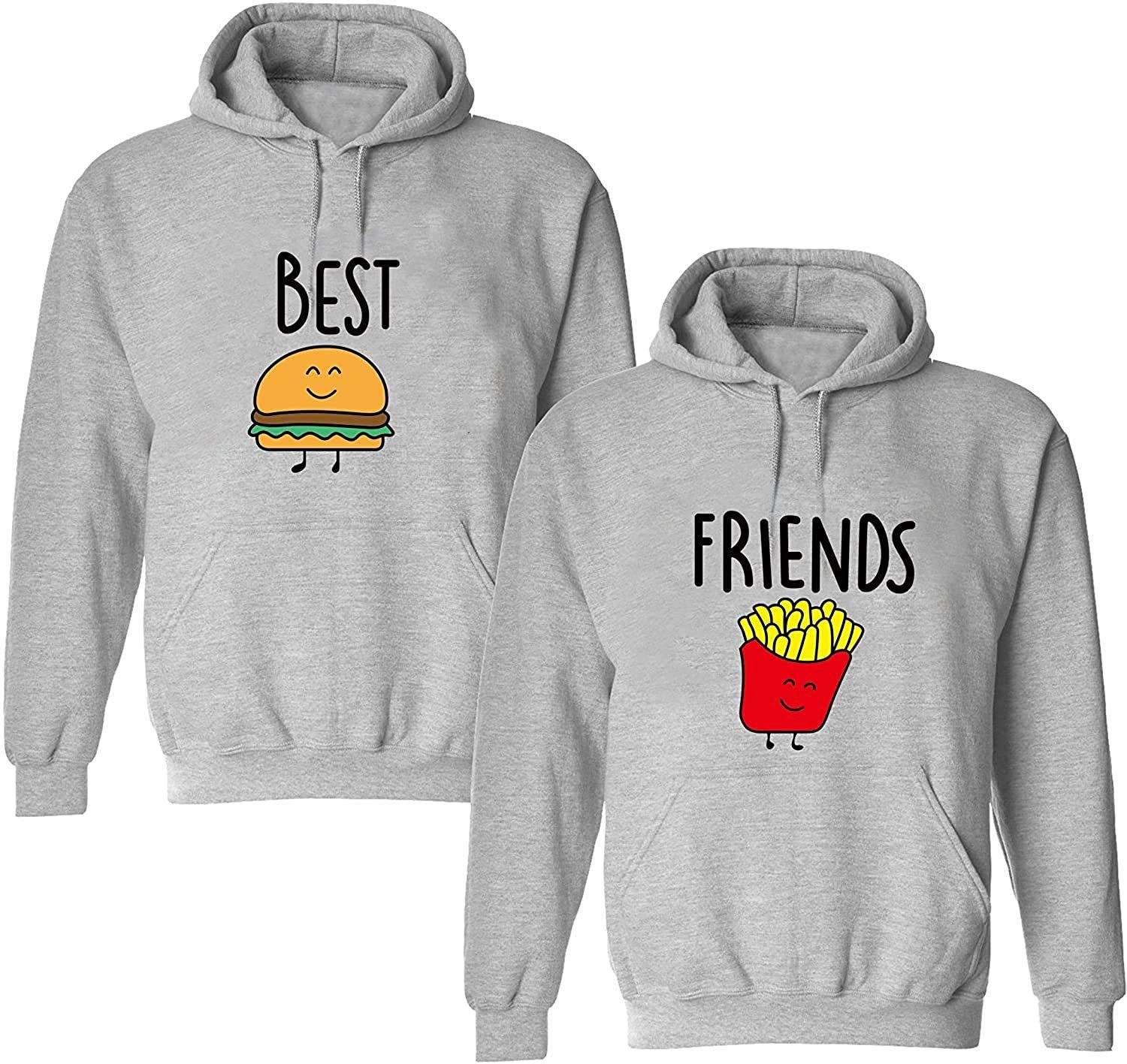 Couples Shop Kapuzenpullover Beste Freunde Damen Hoodie Pullover Burger &  Pommes mit modischem Fun Print