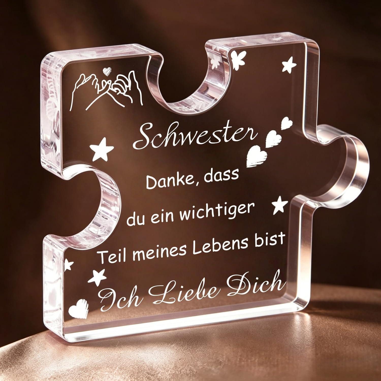 LuxusKollektion Acrylglasbild Acryl Block Puzzle Geschenk für Schwester