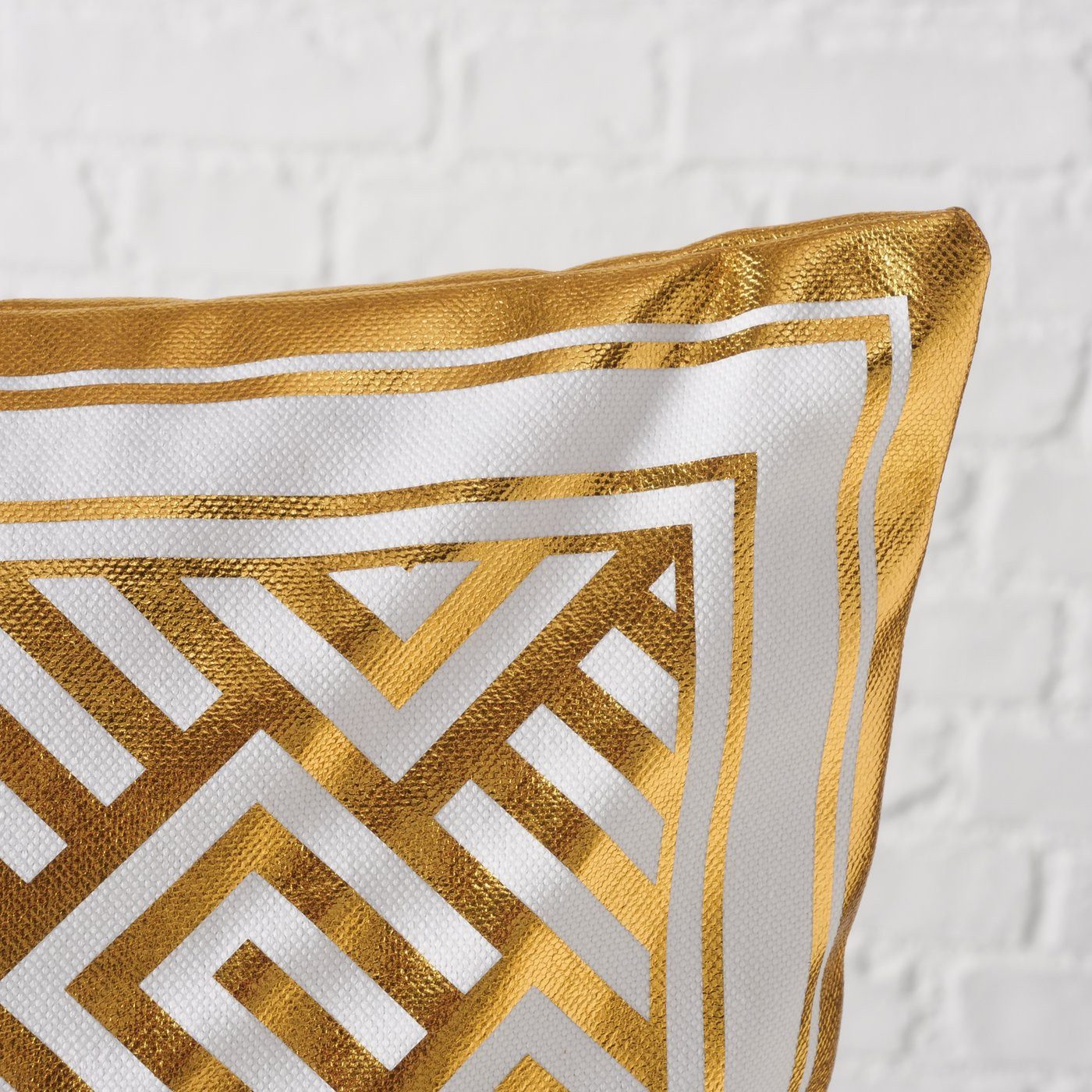 BOLTZE Dekokissen Kissen Palazzo Gold Weiß 45x45 cm mit Glanz Ornament