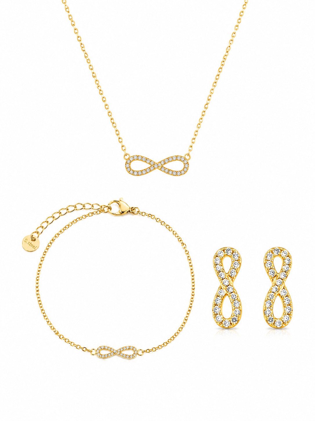 Brise Schmuck Schmuckset Schmuckset Damen Infinity Edelstahl Halskette & Armband Gold/Silber (Schmuckset, 1 Armband, 1 Halskette), Infinity Schmuckset, verstellbar, hautfreundlich und rostfrei