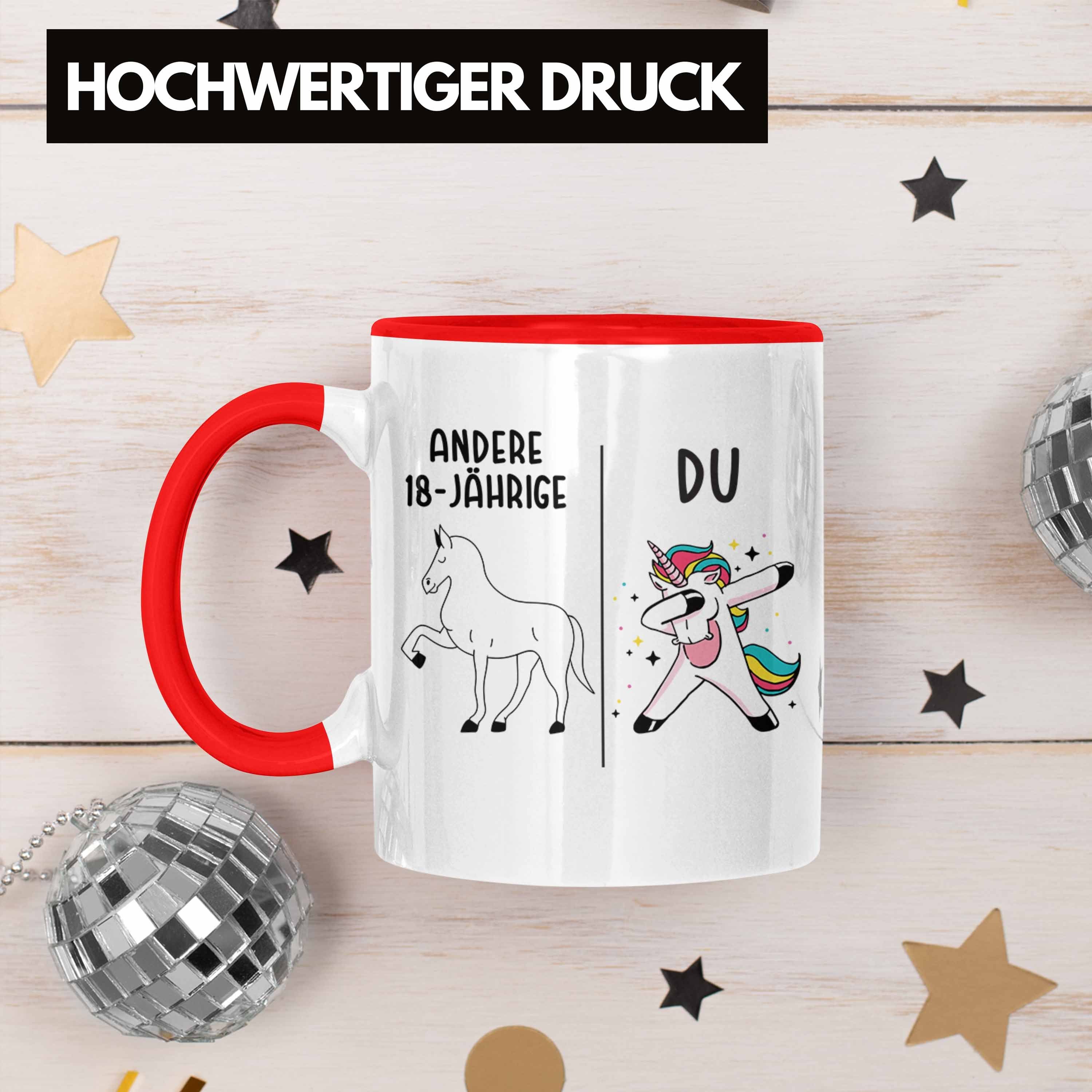 Geburtstag 18. - Einhorn Tasse Rot Trendation Trendation Geschenkidee Geschenk Mädchen 18er Tasse Geburtstag