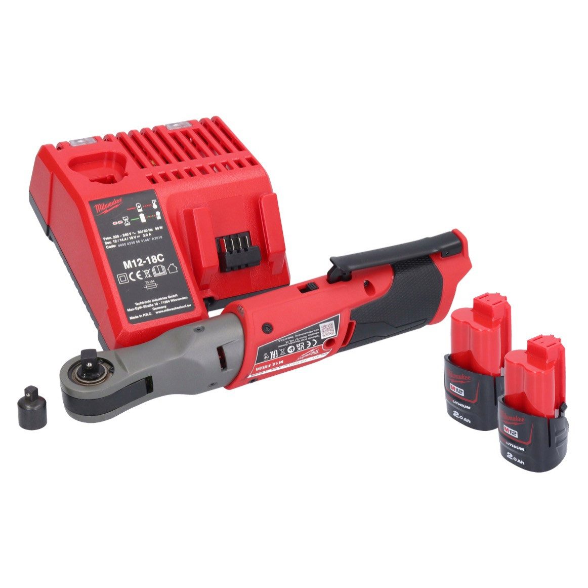Milwaukee Umschaltknarre M12 FIR38-202 Akku Ratsche 12 V 75 Nm 3/8" 1/4" + 2x Akku 2,0 Ah