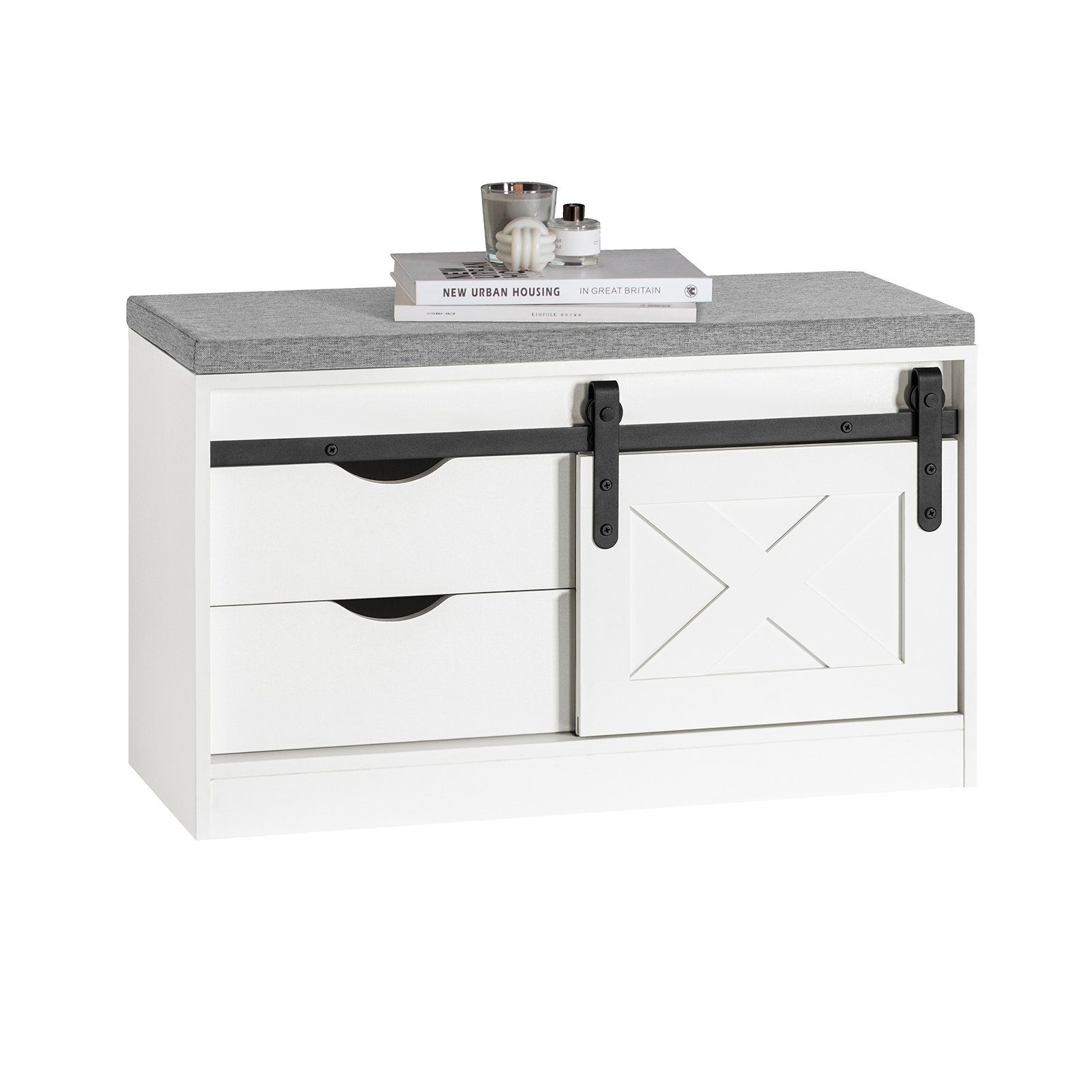 SoBuy Schuhbank FSR153, mit Sitzfläche, Schuhschrank schmal, mit Schiebetür günstig online kaufen