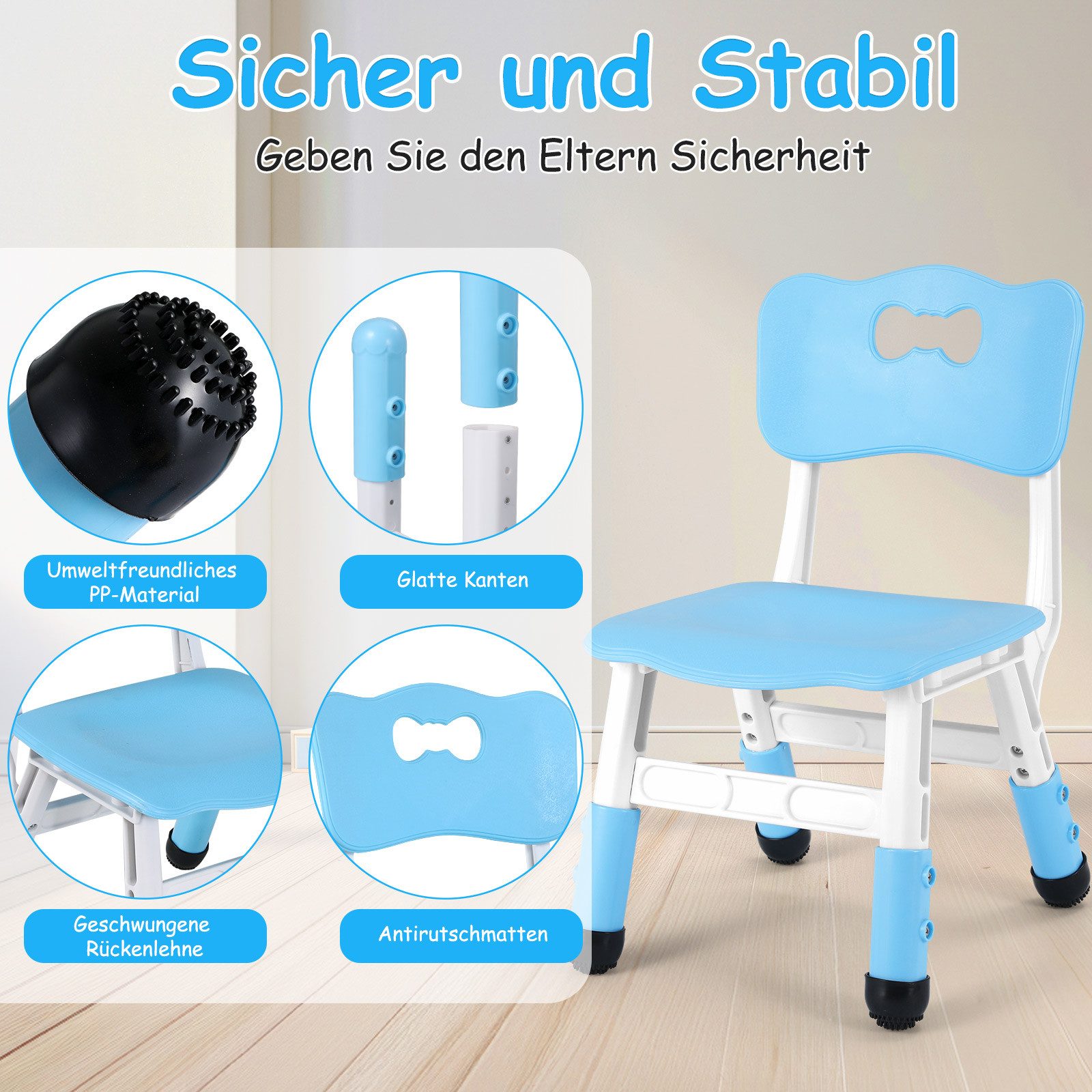 TLGREEN Kindersitzgruppe Kinder Schreibtischstuhl Höhenverstellbar, (Kinderstühle mit Rückenlehne, 2-tlg., für Kinderzimmer Schule Kindertagespflege), Kinder St – Bild 3 von 5