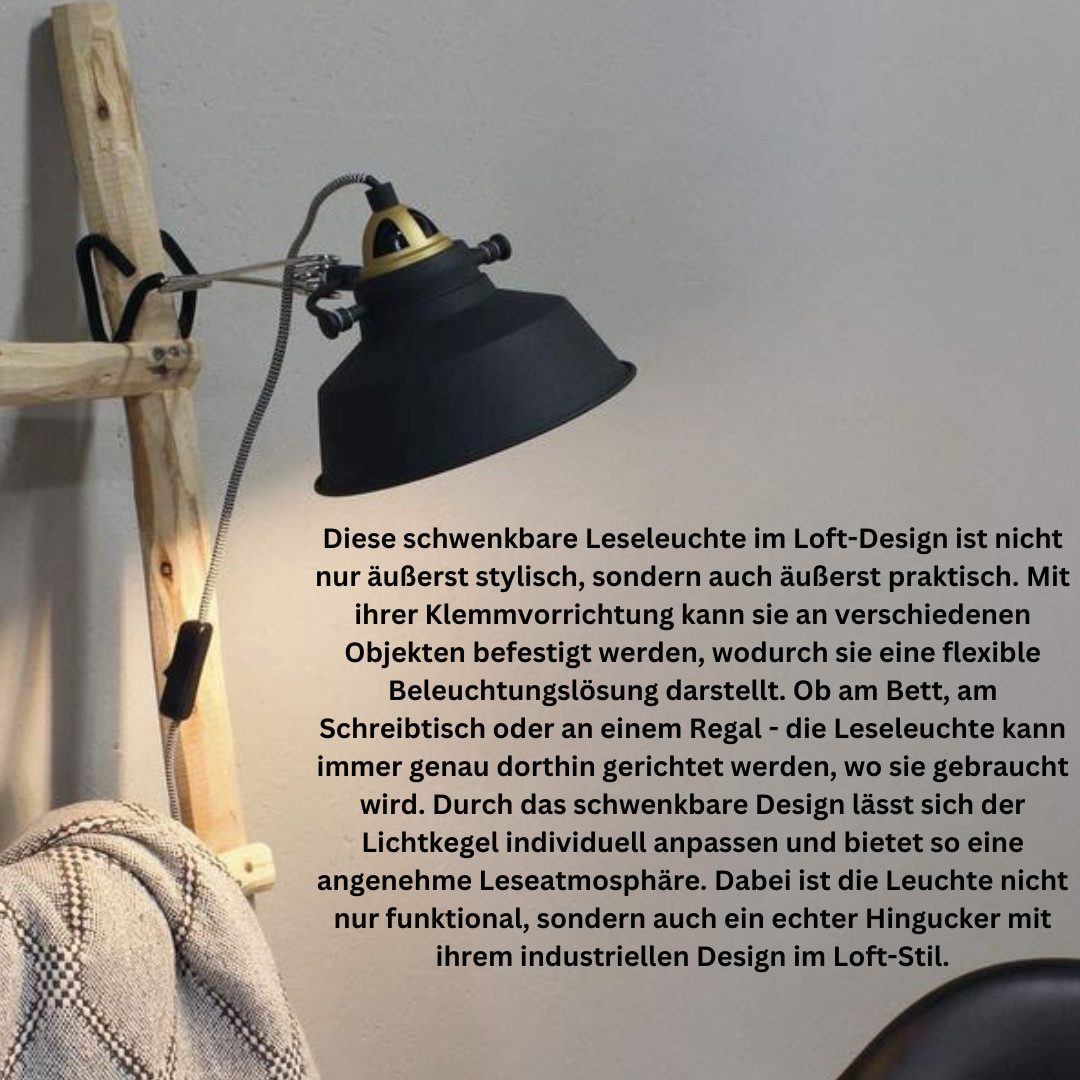 Lichthandel Hoch LED Klemmleuchte Klemmlampe E27 Klemmleuchte Vintage Lesel günstig online kaufen