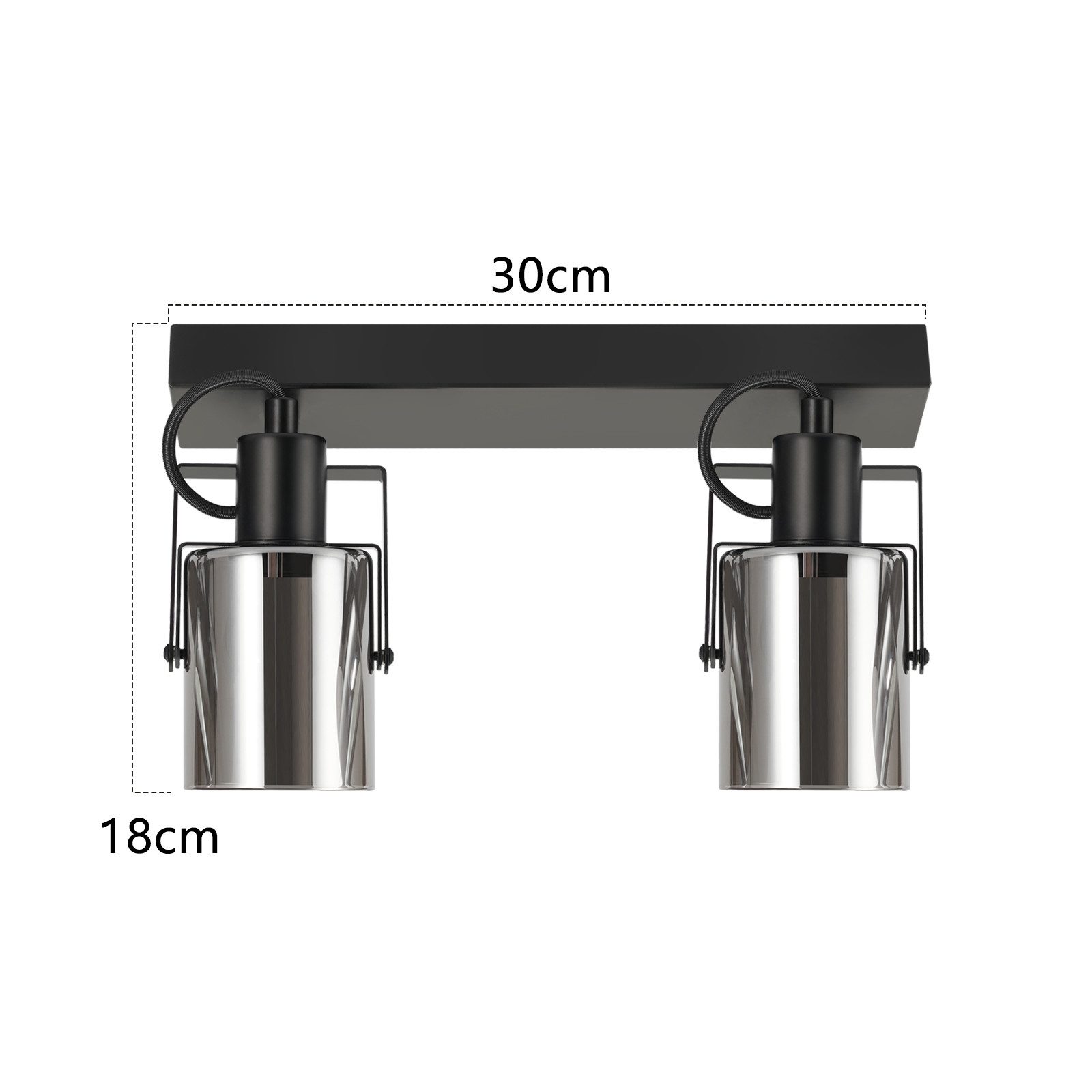 ZMH Deckenstrahler 2/3/4 Flammig Rauchgrau Glas E14 Deckenleuchte für Schlafzimmer, Austauschbare Lichtquelle, ohne Leuchtmittel