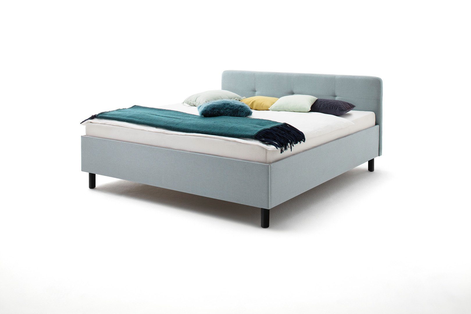 ebuy24 Bett Amelie P.//Eisblau//Holz schwarz