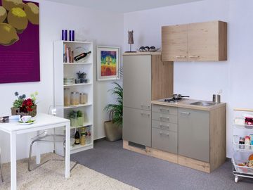 Flex-Well Küche Riva, Gesamtbreite 160 cm, mit Einbau-Kühlschrank, Kochfeld und Spüle etc.