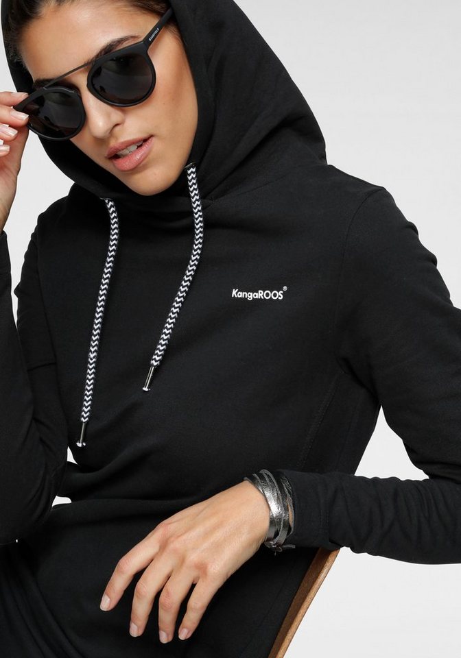KangaROOS Sweatkleid mit Kapuze & großem Schriftzug-Druck am Arm in schwarz
