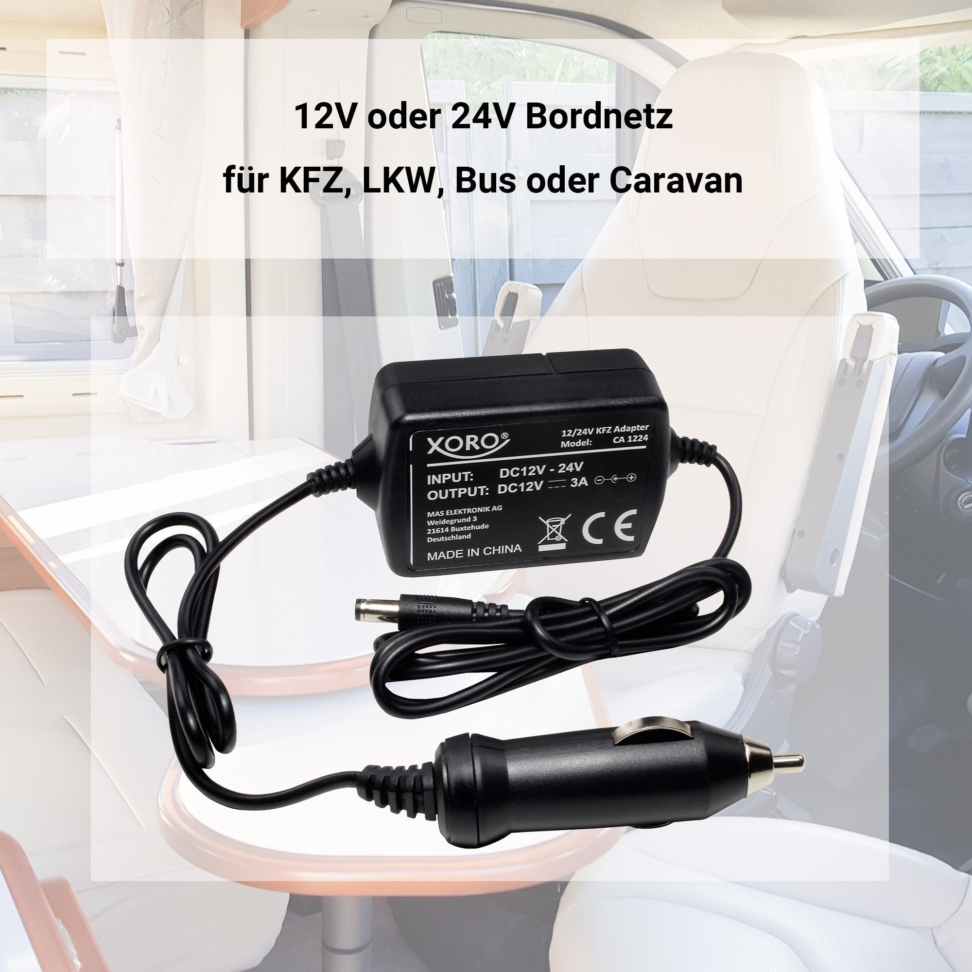 XORO Adapter 24V für Xoro CA1224 TV/Receiver KFZ KFZ XORO 12V Stabilisierter / Adapter