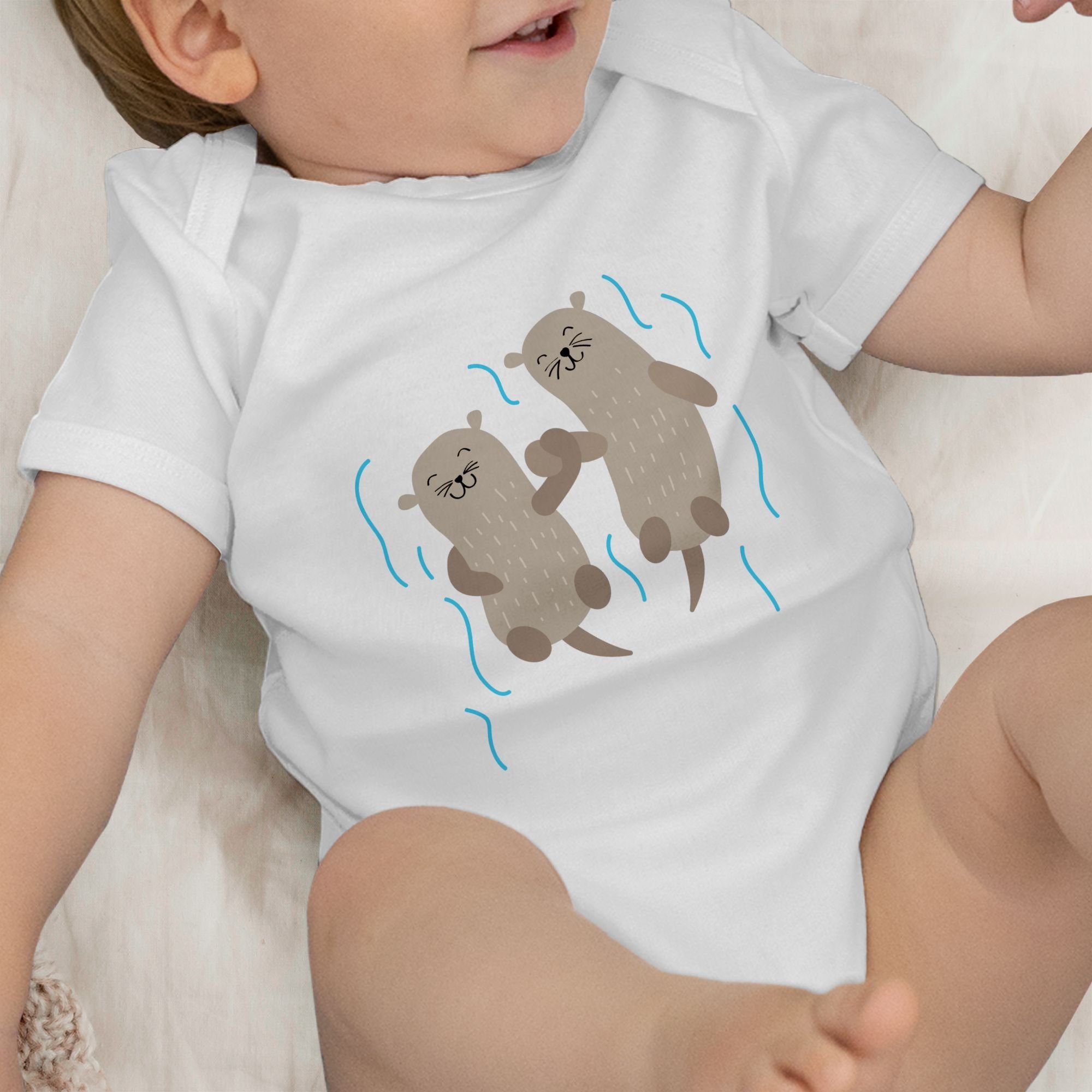 Shirtracer Shirtbody Süße Otter Animal 2 Weiß Tiermotiv Baby Print