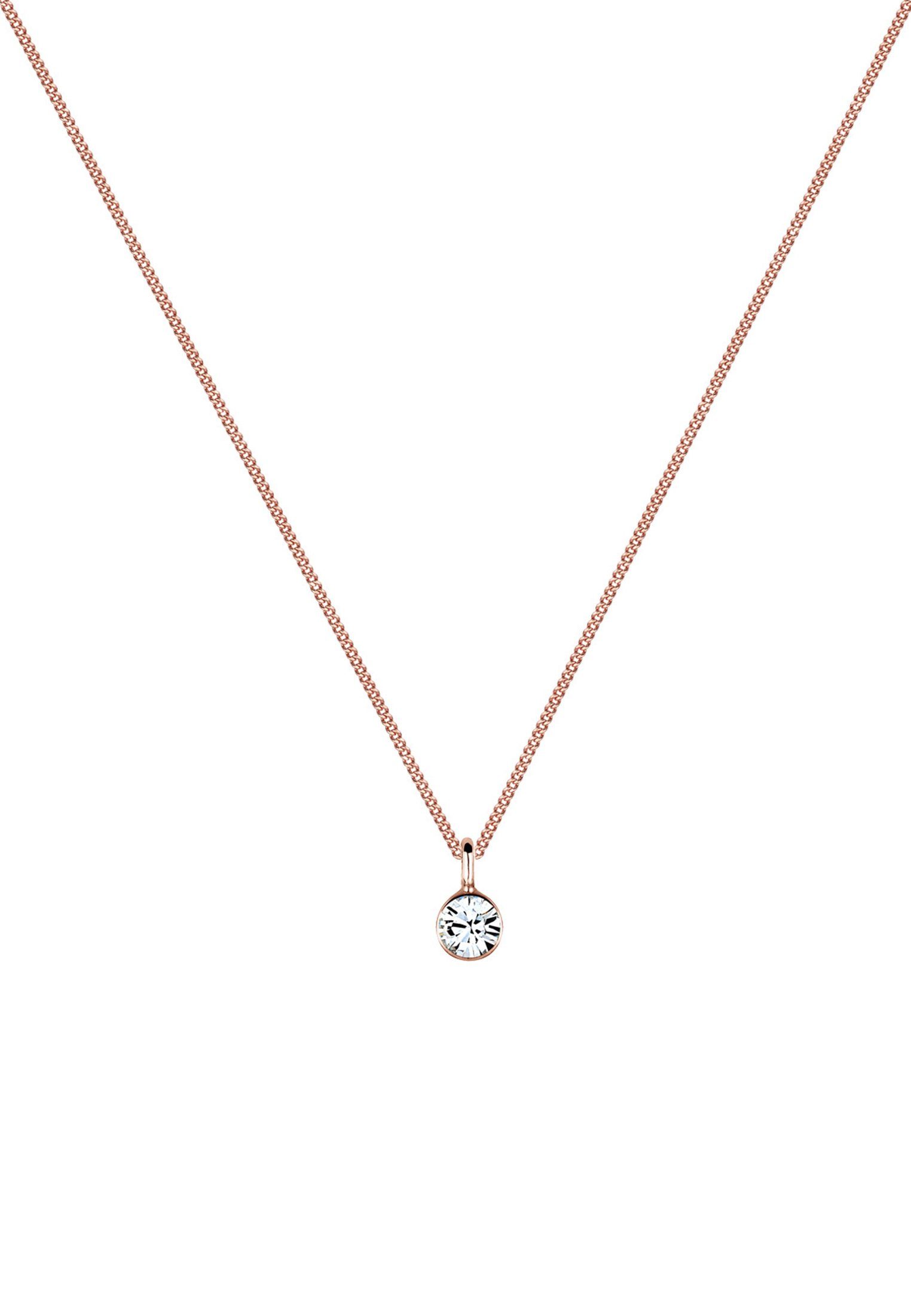 Elli Kette mit Anhänger 925 Sterling Silber rosévergoldet, mit Kristallen v günstig online kaufen