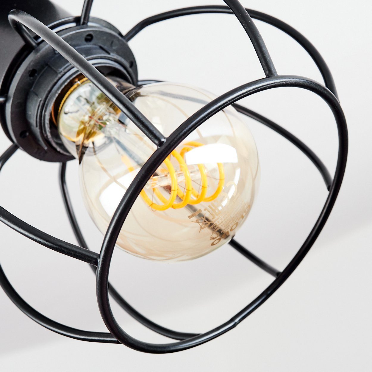 m. Deckenlampe Deckenleuchte Lichteffekt, in moderne in hofstein Strahler Metall verstellbare E27 ohne aus Design Schwarz/Chromfarben, »Micigliano« Leuchtmittel, Gitter-Optik,