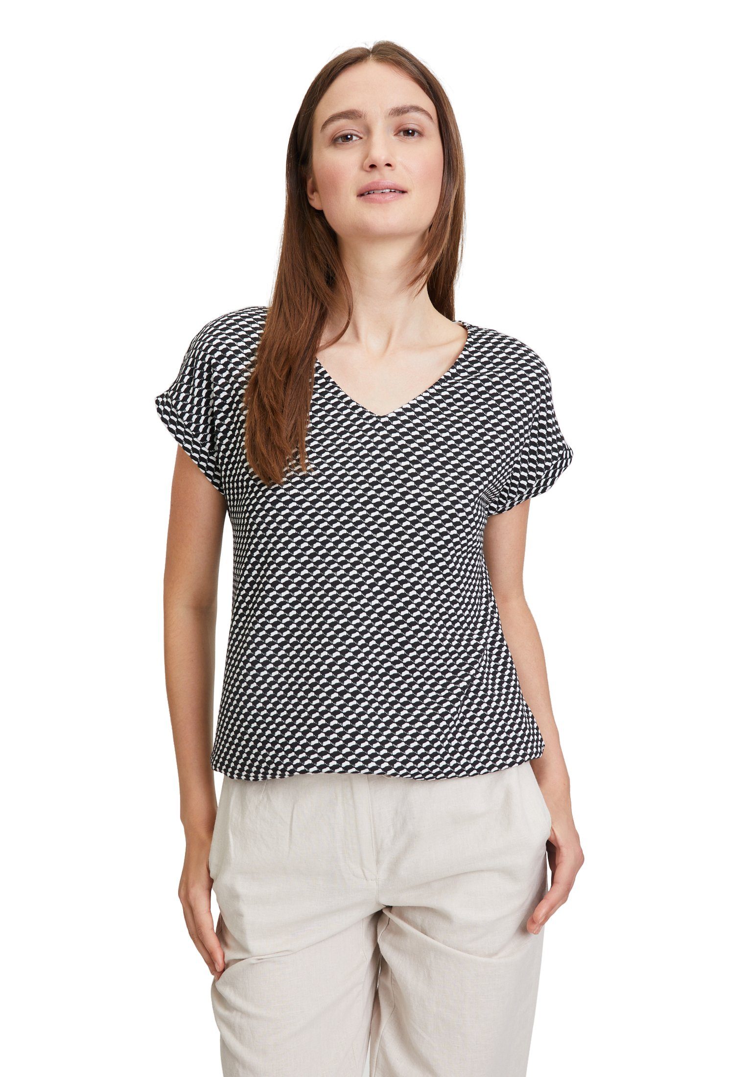 Betty&Co T-Shirt mit Struktur (1-tlg) Material Schwarz/Weiß