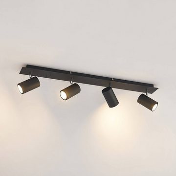 Lindby Strahler Joffrey, Modern, Stahl, Aluminium, Schwarz sand, 4 flammig, GU10, Deckenlampe