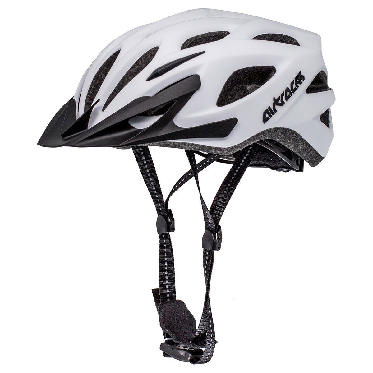 Airtracks Fahrradhelm Fahrradhelm Savage S/M (53-58cm), L/XL (58-63cm) (KJ-201 für Herren und Damen - EPS Körper), + IN MOULD / Neon Weiß Schwarz Matt – Bild 2 von 5