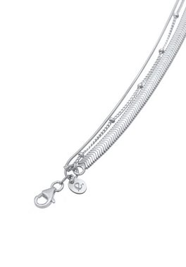 Elli Premium Ketten-Set Elli PREMIUM Halskette Layer 3-reihig Flach Rund Kugelkette 925 Silber